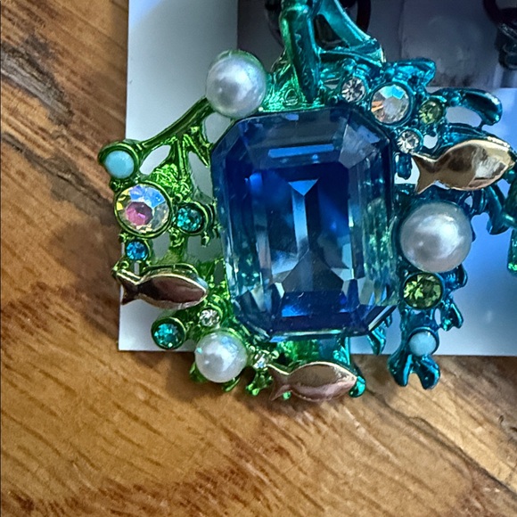 Betsey Johnson Mermaid Jewels Seaweed Stone Earrings New - Picture 2 of 4